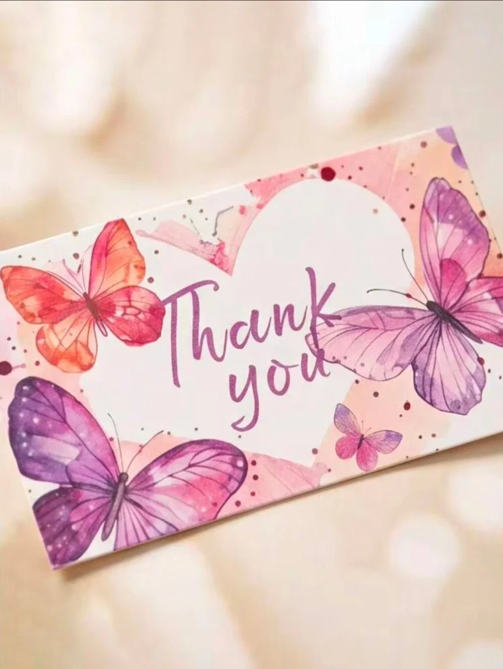 25 PCS Butterfly Watercolor Thank You Business Cards